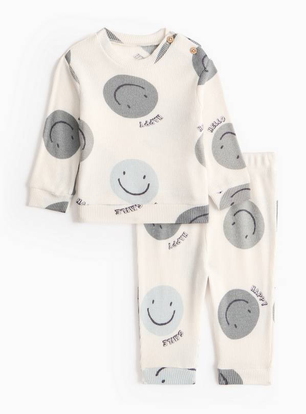 Cute & Cool Face Print Waffle Knit Jumper & Leggings Set 9-12 months